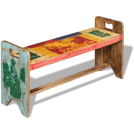 Banc Bois massif recyclé 100 x 30 x 50 cm