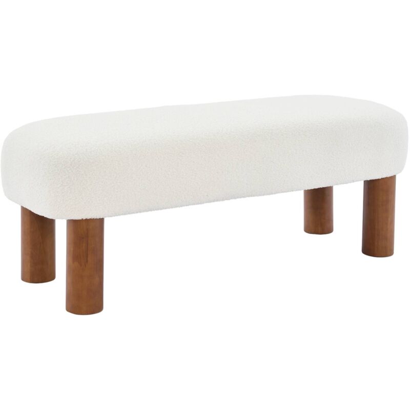 Sweeek - Banc / Bout de lit. pieds en bois d'hévéa et tissu bouclette