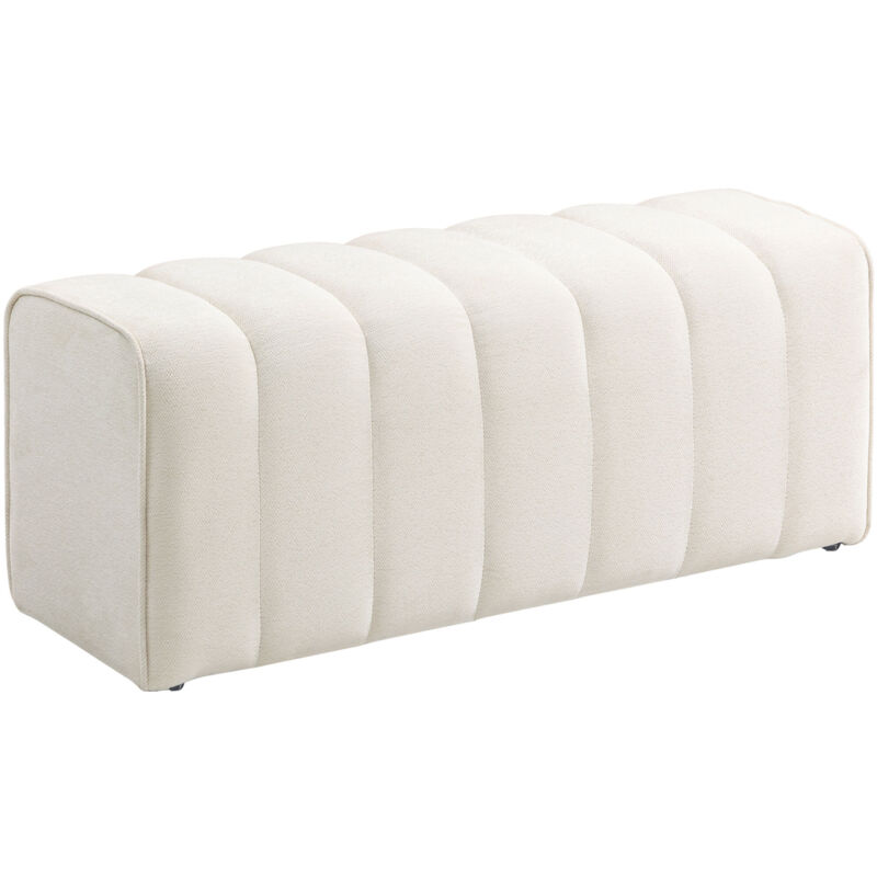 Homcom – Banc bout de lit rembourré 110 x 40 x 44 cm – Tissu aspect lin crème – Charge max. 220 kg – Design capitonné moderne