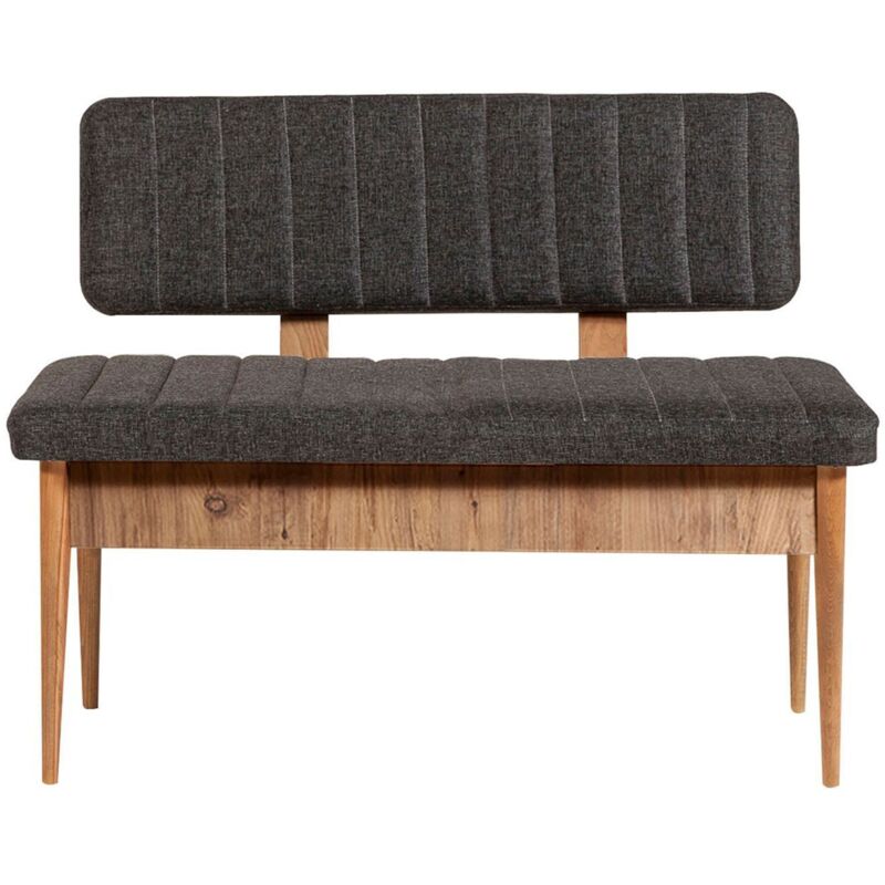 Banquette-coffre capitonnée avec dossier L110cm Scamnum Bois clair et Tissu Anthracite