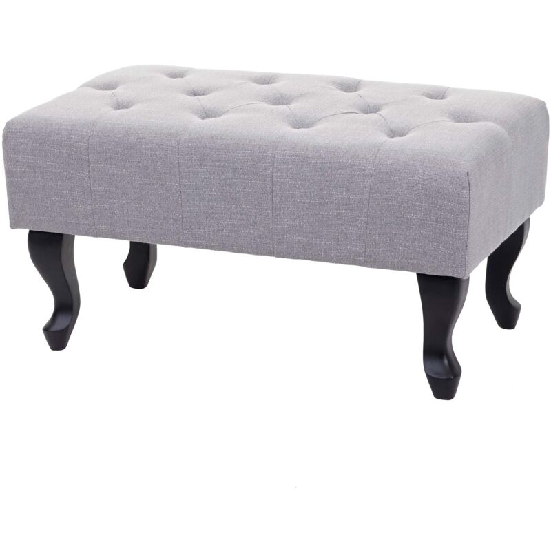 Banc capitonné chesterfield tabouret repose-pieds en tissu/textile gris 39x77x47cm 040003731