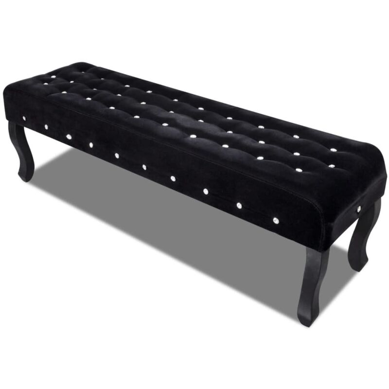Vidaxl - Banc noir tissu velours avec boutons en cristal