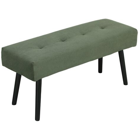 Banc capitonné en velours côtelé, pieds métal, banc à chaussures ou meuble d'entrée pour chambre, salon ou couloir, 100 x 36 x 45 cm, vert