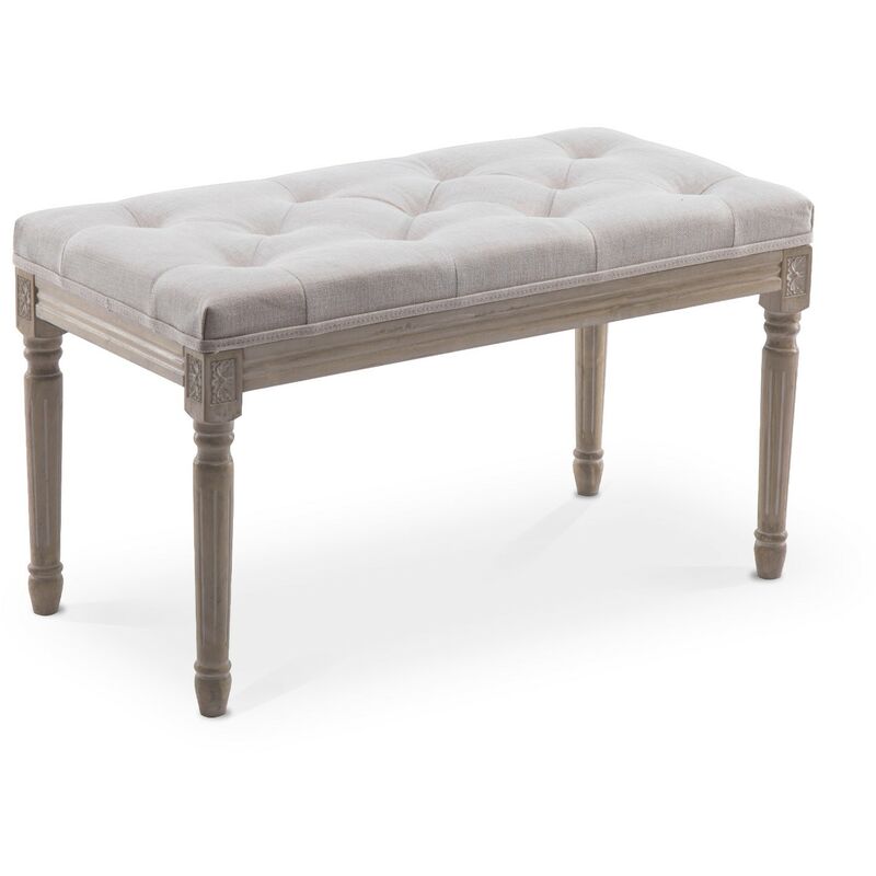 Banc Capitonne Romane Style Louis Xvi Tissu Beige Romane 390 2 Beige