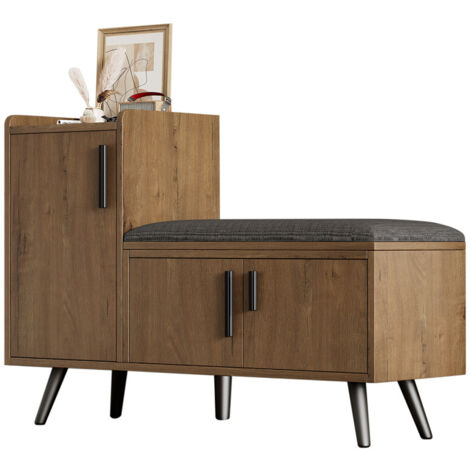 Banc chaussures 100×34×69 cm coffre chaussures banc entrée rangement 3 portes couloir organisation assise