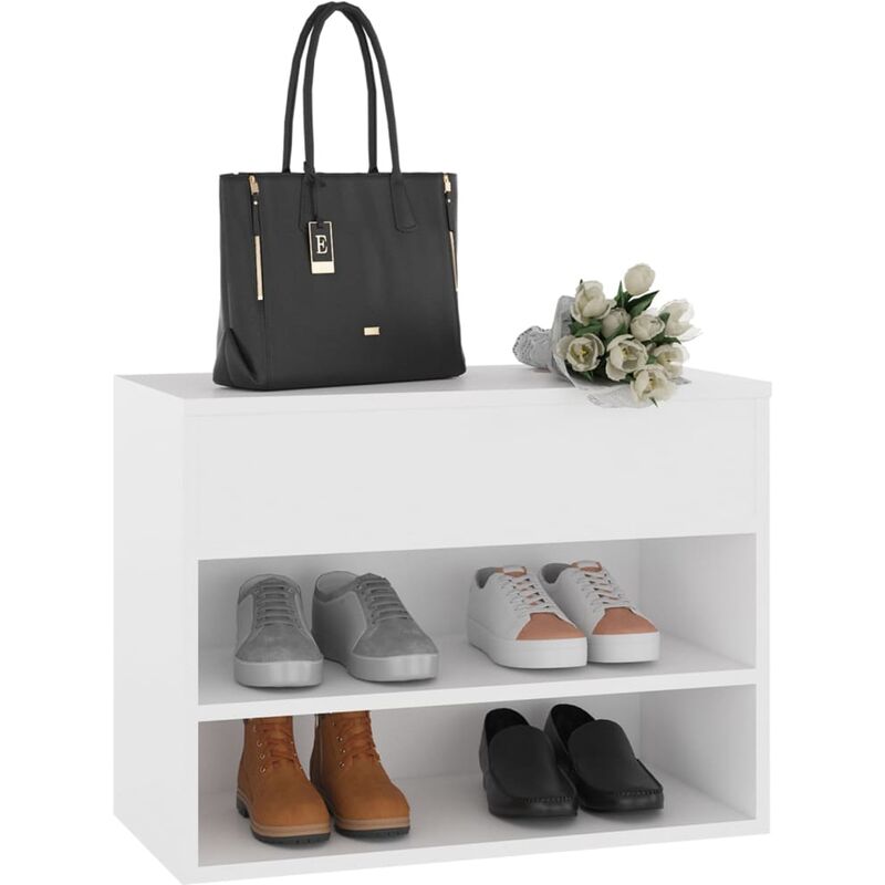 Banc à chaussures Blanc 60x30x45 cm