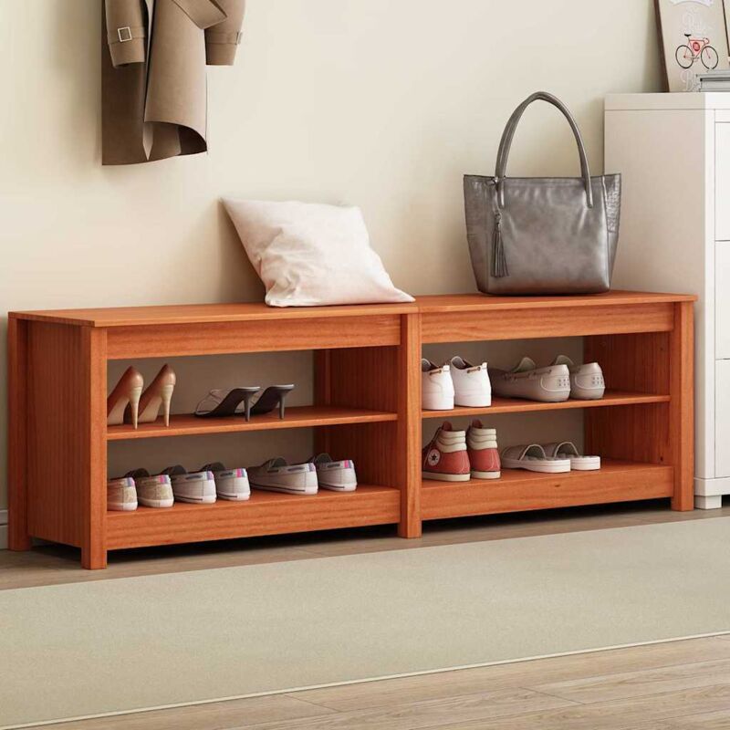 Banc à chaussures avec étagère Marron cire 160 x 36.5 x 50 cm vidaXL
