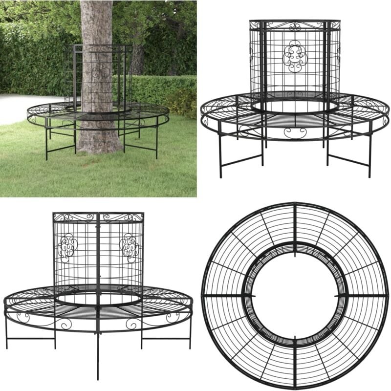 Banc circulaire tour d'arbre Ø137 cm Noir Acier - Banc De Jardin - Banc Tour D'arbre - Mobilier De Jardin - Jardin Design - Banc Métallique - Home &