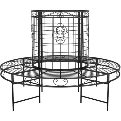 Banc circulaire tour d'arbre Ø137 cm Noir Acier - Noir