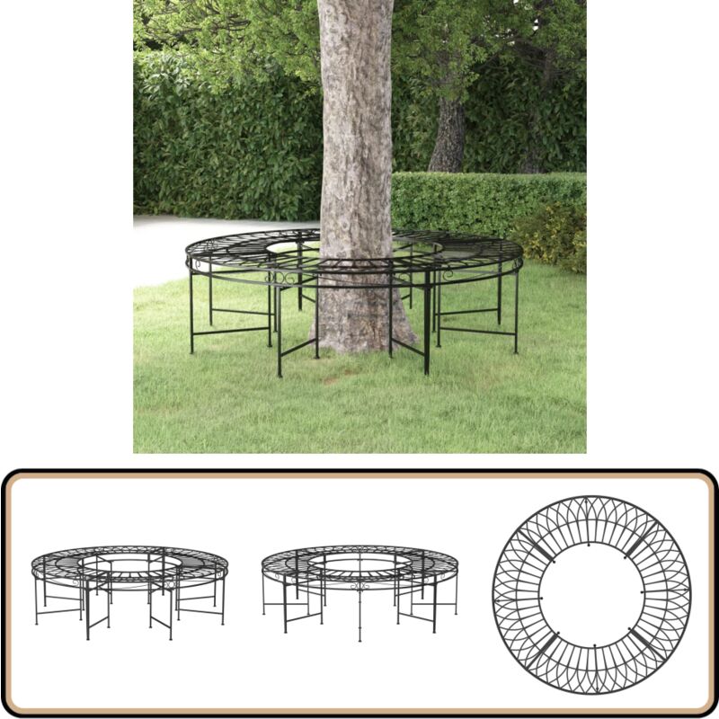Banc circulaire tour d'arbre Ø160 cm Noir Acier - Banc De Jardin - Banc Tour D'arbre - Mobilier De Jardin - Jardin Design - Fauteuil De Jardin