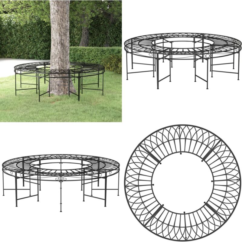 Vidaxl - Banc circulaire tour d'arbre Ø160 cm Noir Acier - Banc De Jardin - Banc Tour D'arbre - Mobilier De Jardin - Jardin Design - Fauteuil De