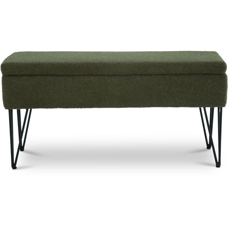 Banc coffre ALIX tissu bouclette kaki