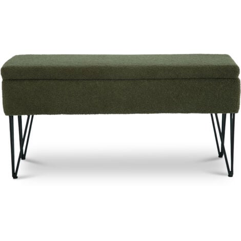 SICAAN Banc coffre ALIX tissu bouclette kaki