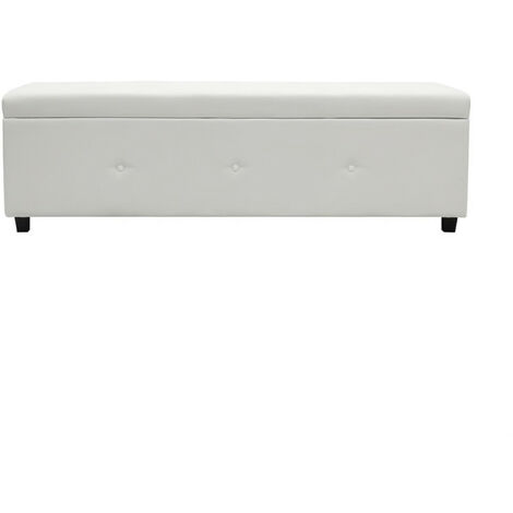 Banc coffre BOX - Simili - Blanc - Bout de lit - L 160 cm
