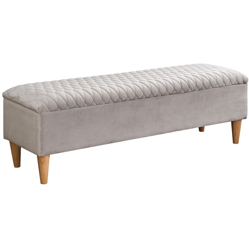 Banc coffre - Tissu velours - Beige - DANIELE