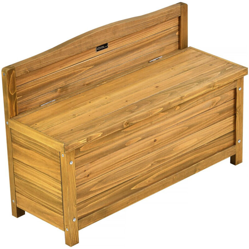 Banc coffre de jardin en bois "Ben" - 90 x 33 x 60 cm - Marron