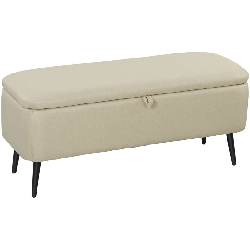 HOMCOM - Banc de rangement - Tissu 100% polyester - 101x38.5x44.5cm - Beige