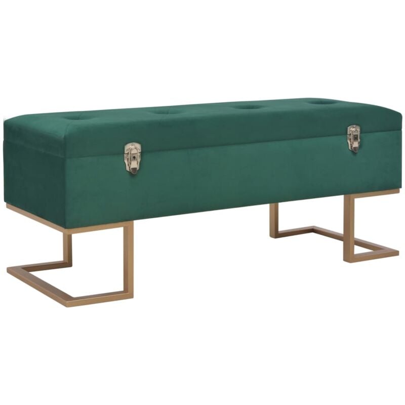Banc Coffre de rangement avec compartiment - Banquette Pouf 105 cm Vert Velours BV493528 - Vert