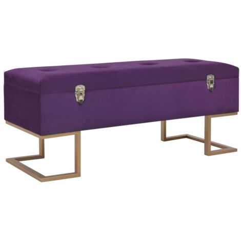 Banc Coffre de rangement avec compartiment - Banquette Pouf 105 cm Violet Velours BV132971 - BonneVie