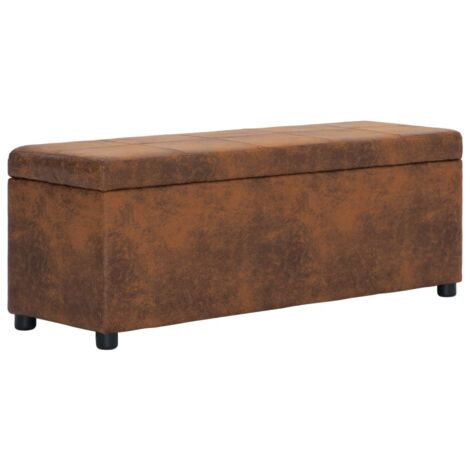 Banc Coffre de rangement avec compartiment - Banquette Pouf 116 cm Marron Similicuir BV288316 - BonneVie