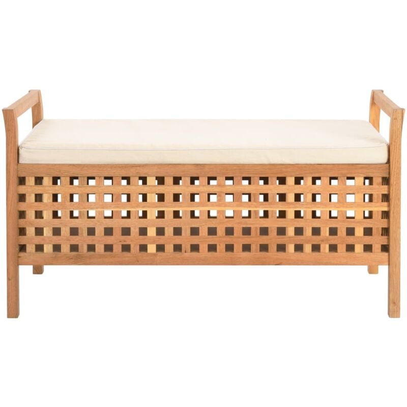 Banc Coffre de rangement - Banquette Pouf 93x49x49 cm Bois de noyer massif BV464063 Bonnevie