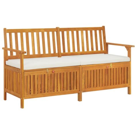 Banc Coffre de rangement - Banquette Pouf avec coussin 148 cm Bois d'acacia solide BV393396