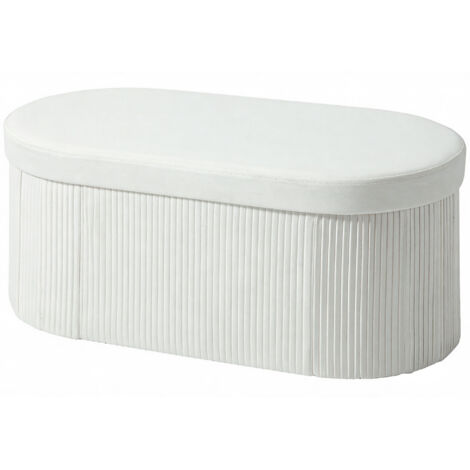 Banc coffre de rangement, coffre pliable, 72 L, 76 x 38 x 35 cm, revêtement en velours, crème