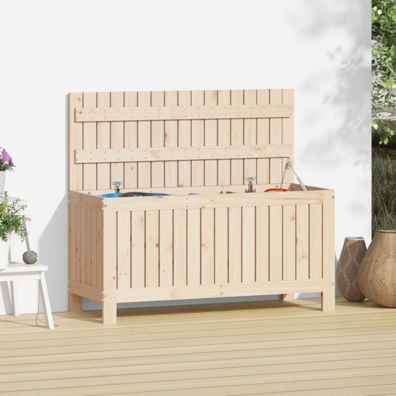 Banc Coffre de rangement de jardin - Banquette Pouf 108x42,5x54 cm Bois massif de pin BV834376 - Brun