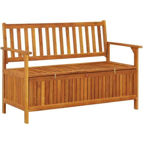 Banc Coffre de rangement de jardin - Banquette Pouf 120 cm Bois d'acacia solide BV100231 - BonneVie