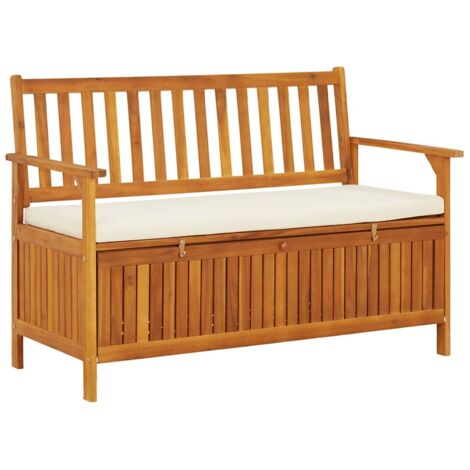 Banc Coffre de rangement de jardin - Banquette Pouf Bois d'acacia solide 120x63x84 cm BV253402 - BonneVie