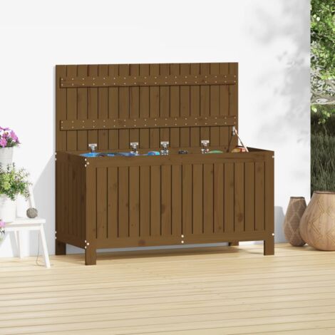 Banc Coffre de rangement de jardin - Banquette Pouf Marron miel 115x49x60 cm Bois pin BV829801 - BonneVie
