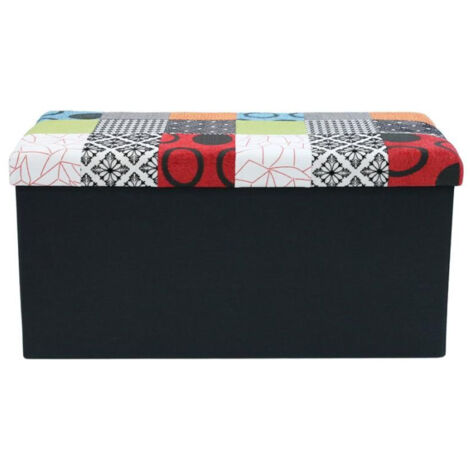 Banc & Coffre de Rangement "Patchwork" 76cm Multicolore