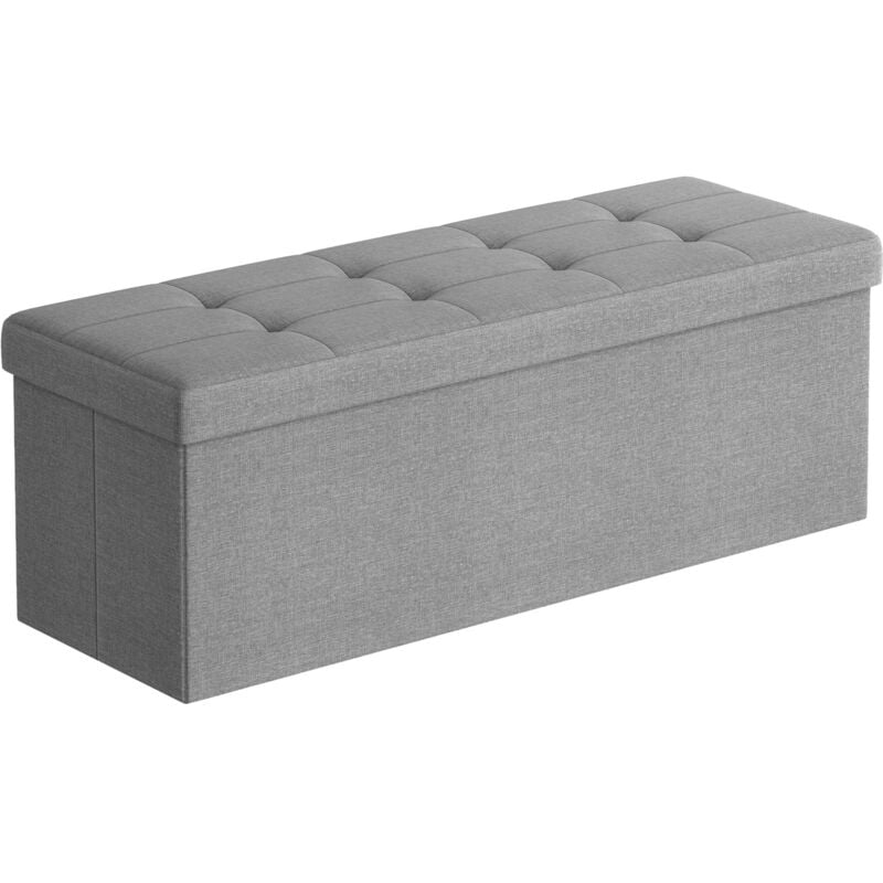 Songmics - Banc Coffre de Rangement Pouf Pliable Grand pour 3 Personnes Tissu en Lin 110 x 38 x 38 cm