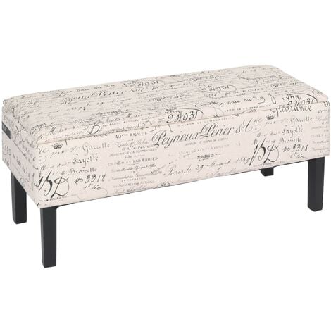 Banc/coffre de rangement Renens, 95x36x44, tissu, motif écriture