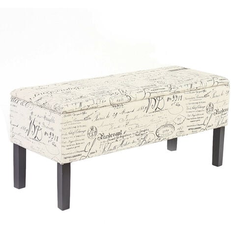 Banc/coffre de rangement Renens, 95x36x44, tissu, motif écriture