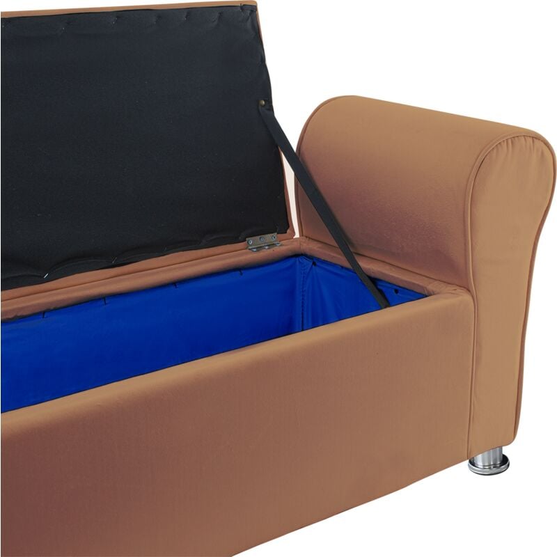 Banc coffre effet velours à paillettes 120x39x55 cm gain de place Couleur: Moutarde