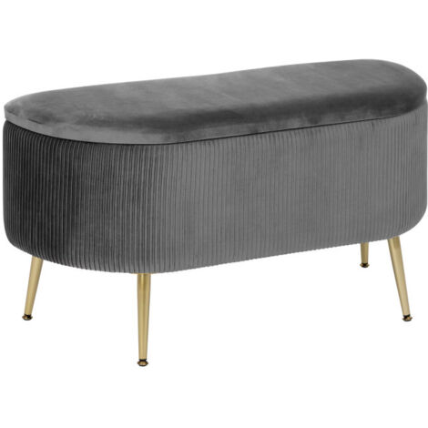Banc Coffre en Velours "Solaro" 100cm Gris