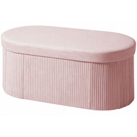 Banc coffre ottoman avec coffre de rangement pliable, 72 L, 76 x 38 x 35 cm, revêtement en velours, coffre de rangement rose