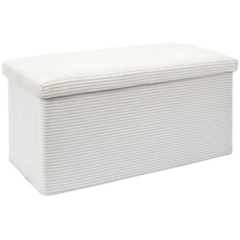Banc Coffre Pliable Côtelé "Scott" 76cm Beige