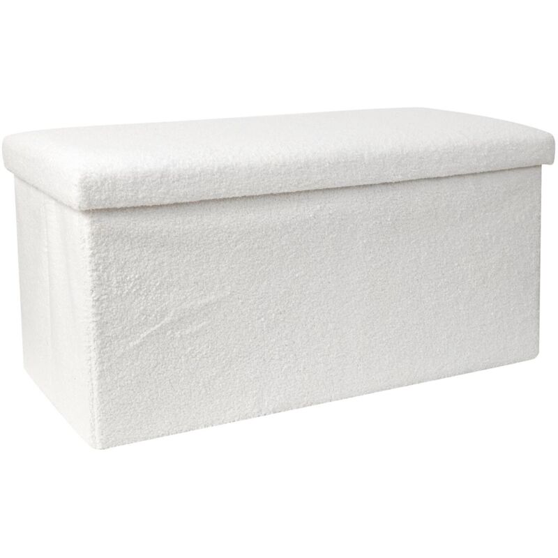 The Home Deco Factory - Banc coffre pliable en bouclette blanc