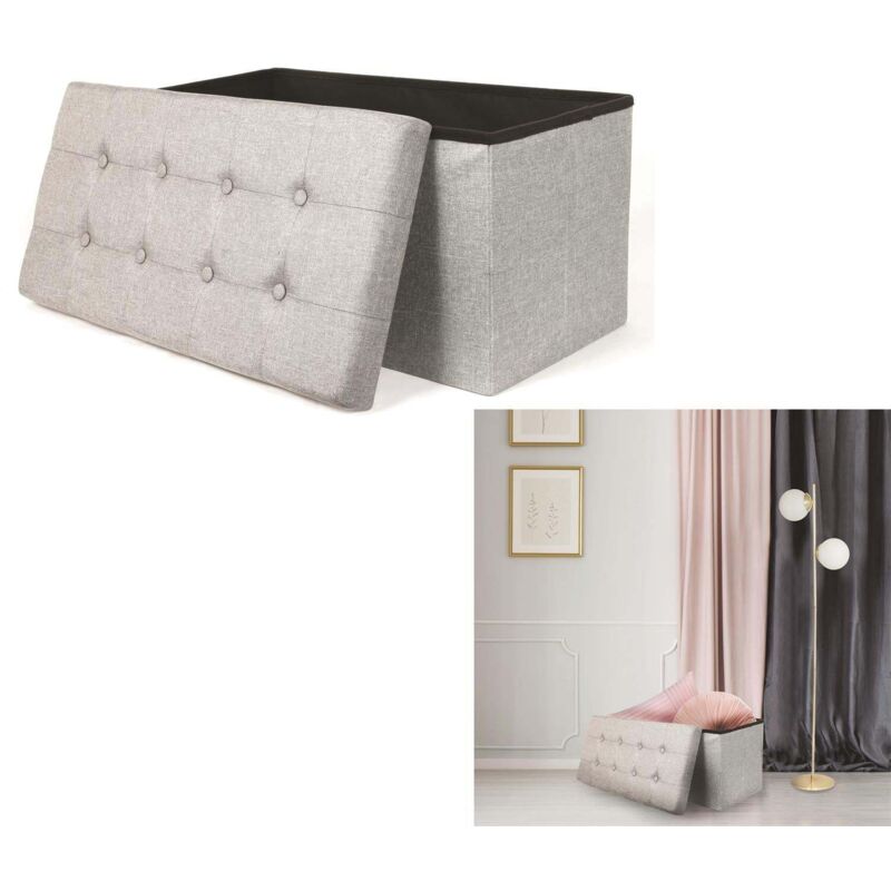 The Home Deco Factory – Coffre banc pliable en tissu gris clair – Rangement pratique – Dimensions 100x40x45cm – Design épuré pour intérieur moderne The Home Deco Factory – Coffre banc pliable en tissu gris clair – Rangement pratique – Dimensions 100x40x45cm – Design épuré pour intérieur moderne