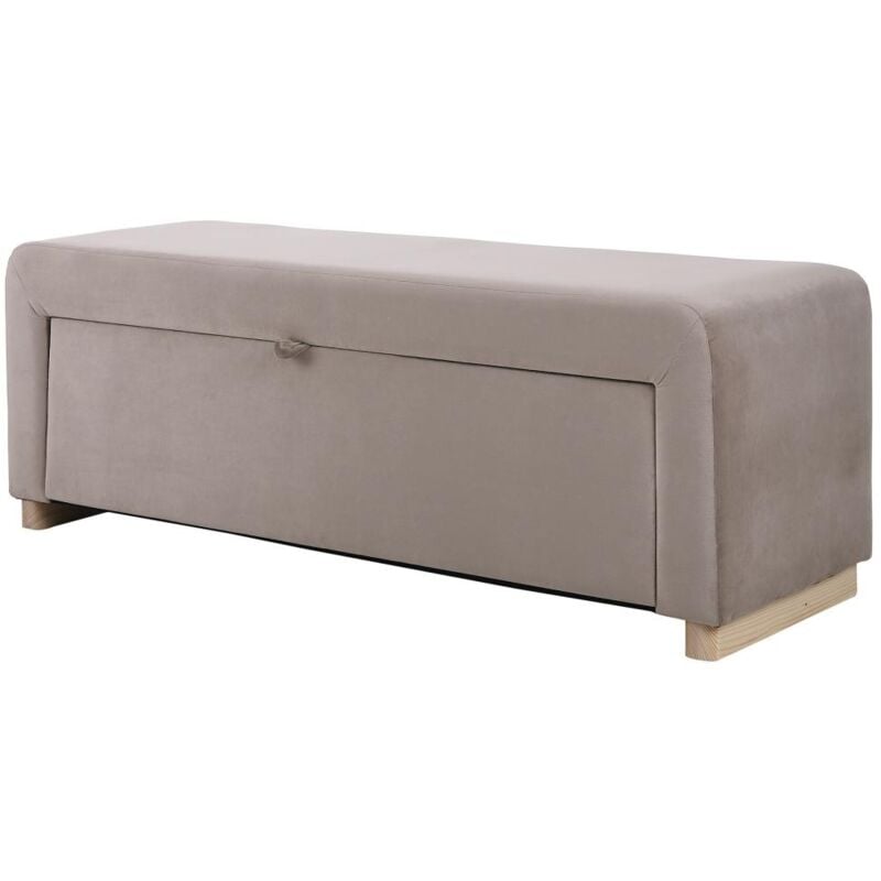 Vente-unique - Banc coffre - Velours - Taupe - capino