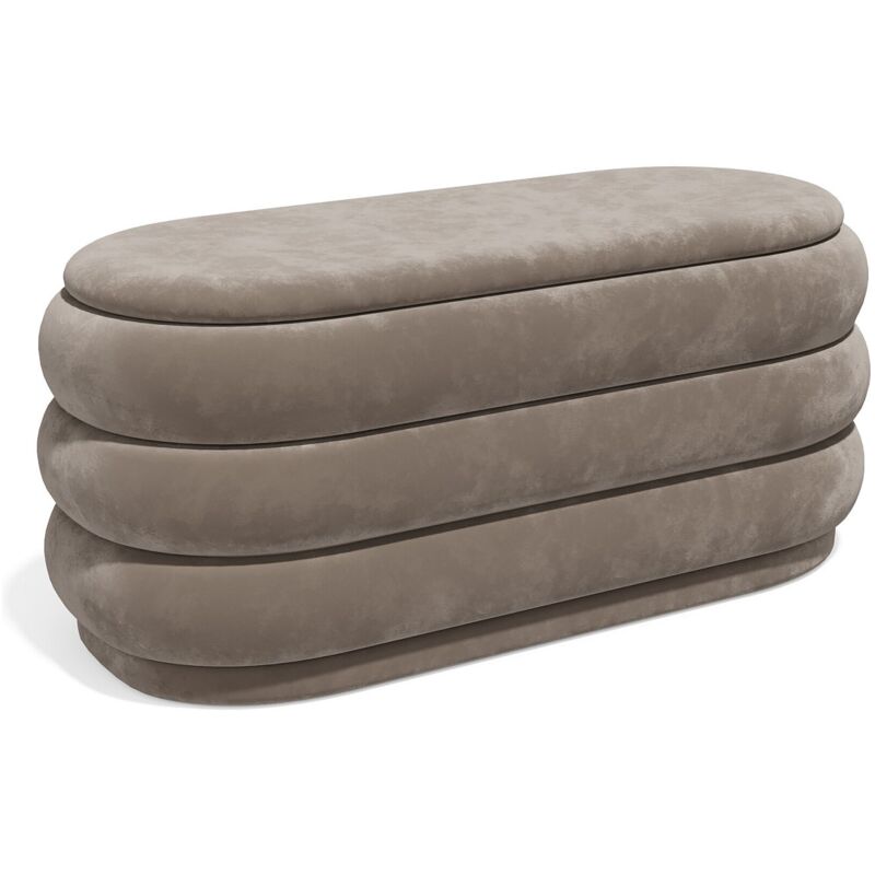 Banc coffre - Velours - Taupe - ECAMBI Banc coffre - Velours - Taupe - ECAMBI