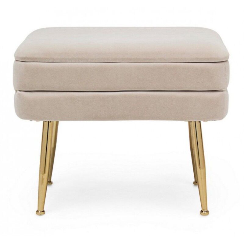 Banc de rangement simple Pavlina Beige effet velours
