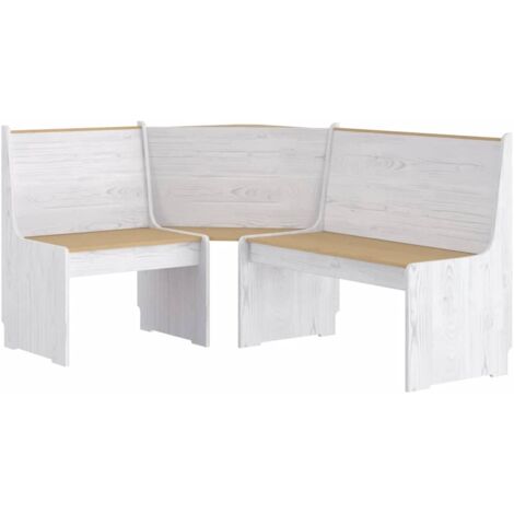 Banc d'angle 151 cm  Banc de jardin Banc de table de séjour Bois de pin solide Marron miel et blanc 27370