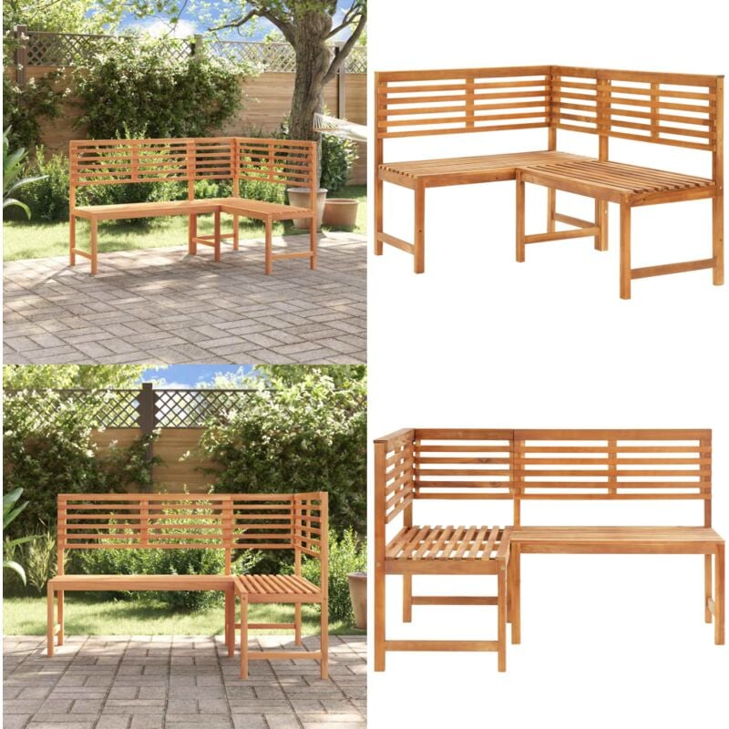Banc d'angle de jardin 140 cm Bois solide d'acacia - Banc De Jardin - Banc D'angle - Mobilier De Jardin - Acacia - Bois Massif - Home & Living
