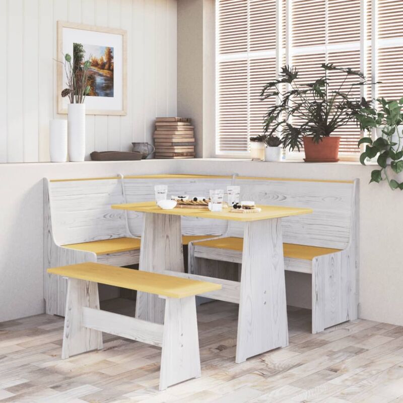 Vidaxl - Banc d'angle 151 cm Bois de pin solide Marron miel et blanc