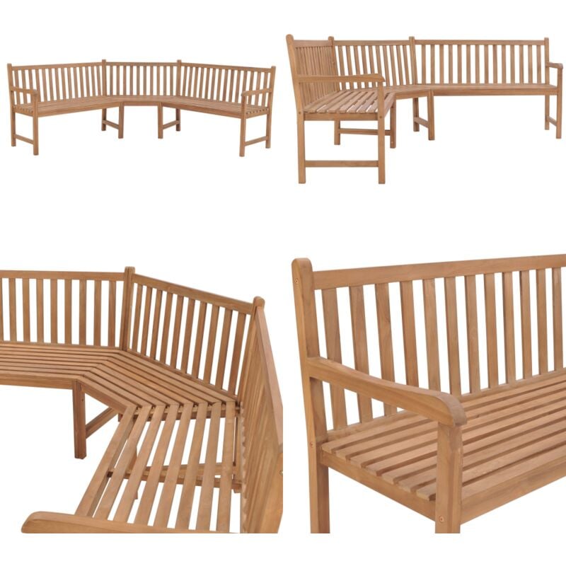 Banc d'angle de jardin 185x185x90 cm bois de teck solide - Banc De Jardin - Banc D'angle - Mobilier De Jardin - Teck - Chaise Longue Extérieure