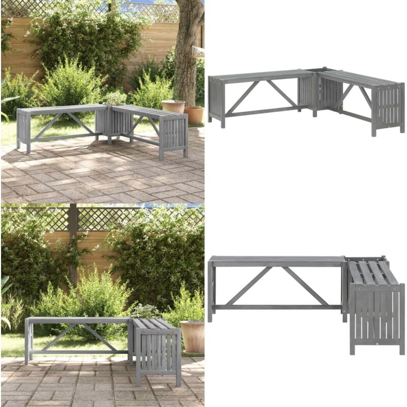 Banc d'angle de jardin et jardinière 117 cm bois d'acacia gris - Banc De Jardin - Mobilier De Jardin - Banc En Bois - Jardin - Acacia - Home & Living