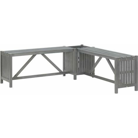 Banc d'angle de jardin et jardinière 117cm Bois d'acacia Gris